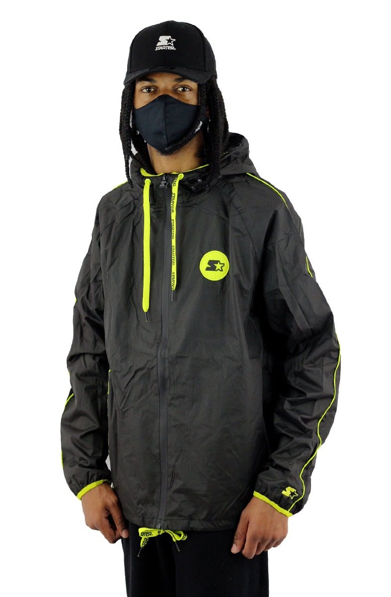 Jaqueta Starter Corta Vento Neon Preta/Verde - NewSkull