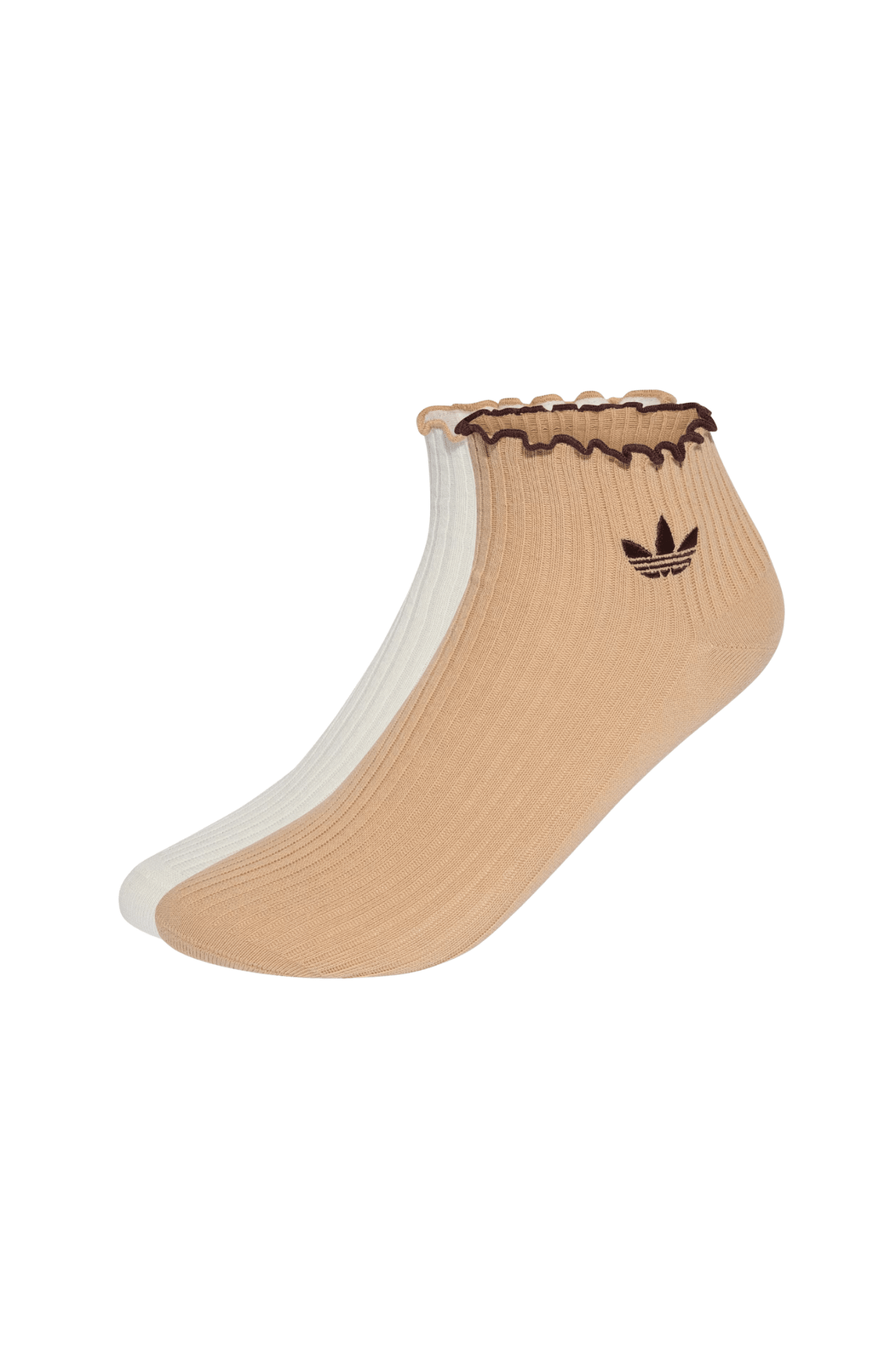 Meia Adidas Ruffle 1/4 Crew 2 Pares Off-White/Bege - NewSkull