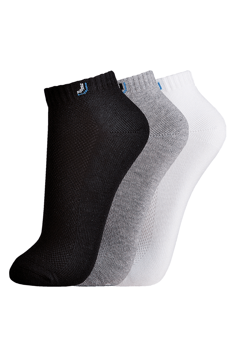 Meia Lupo Walk Cano Curto Kit 3 Pares Branca/Cinza/Preta - NewSkull