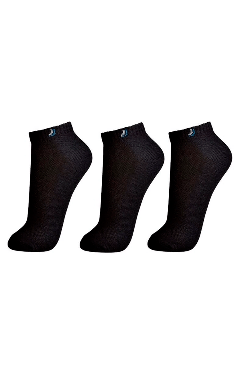 Meia Lupo Walk Cano Curto Kit 3 Pares Preta/Preta/Preta - NewSkull