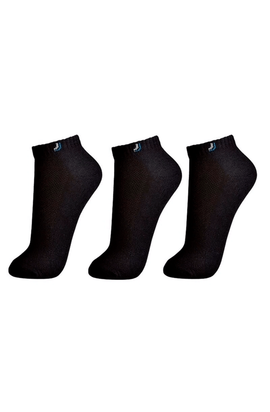 Meia Lupo Walk Cano Curto Kit 3 Pares Preta/Preta/Preta - NewSkull