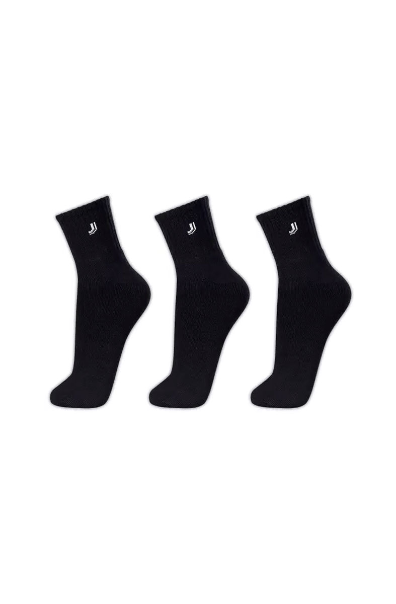 Meia Lupo Walk Cano Médio Kit 3 Pares Preta/Preta/Preta - NewSkull