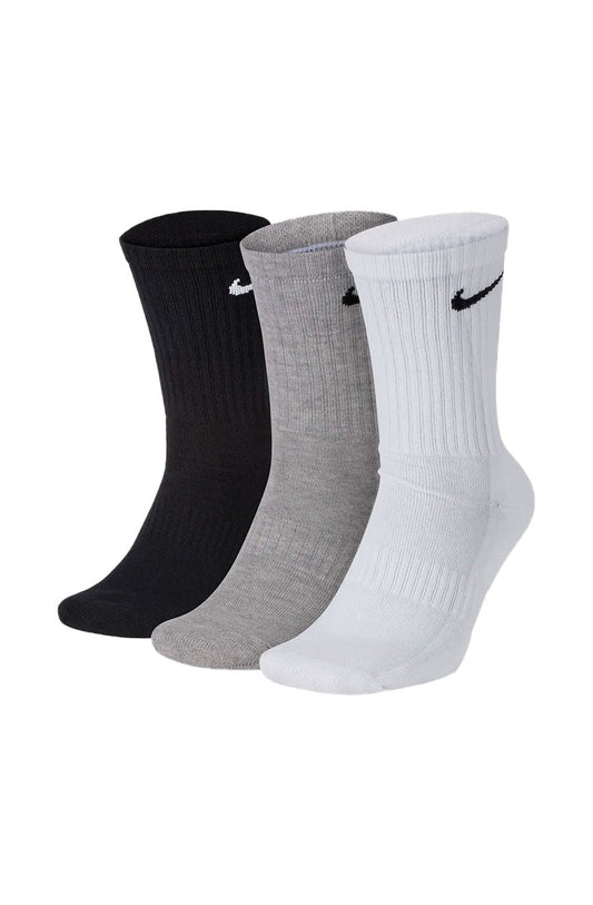Meia Nike Cano Alto Everyday Cushion Crew (3 pares) Preta/Cinza/Branca - NewSkull