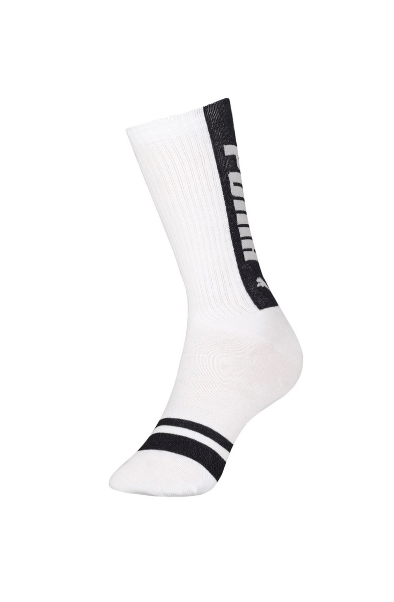Meia Puma Esportiva Cano Longo Branca/Preta - NewSkull