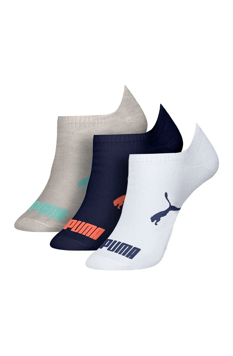 Meia Puma Sapatilha Esportiva Kit 3 Pares Branca/Azul/Cinza - NewSkull