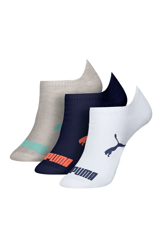 Meia Puma Sapatilha Esportiva Kit 3 Pares Branca/Azul/Cinza - NewSkull