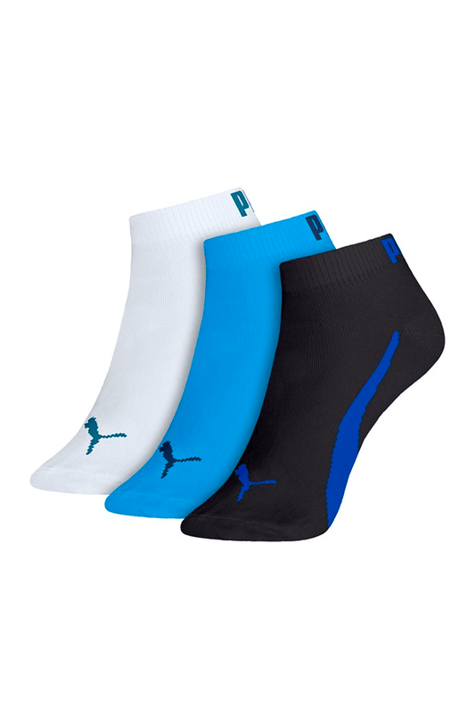 Meia Puma Sapatilha Esportiva Kit 3 Pares Branca/Azul/Preta - NewSkull