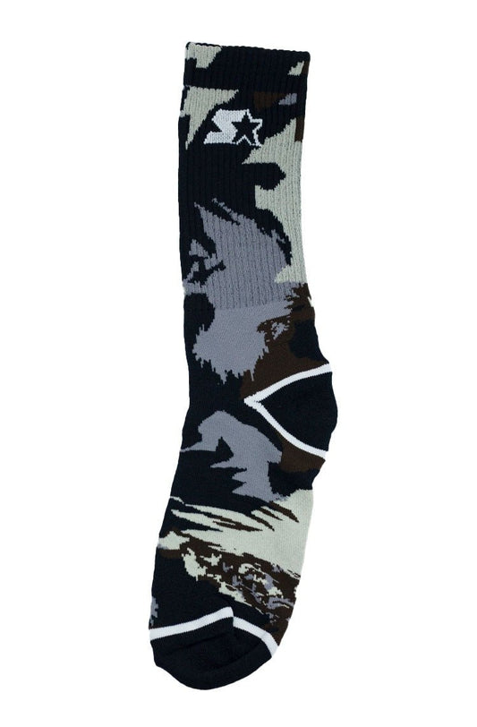 Meia Starter Camuflada Cano Alto Preta/Cinza - NewSkull