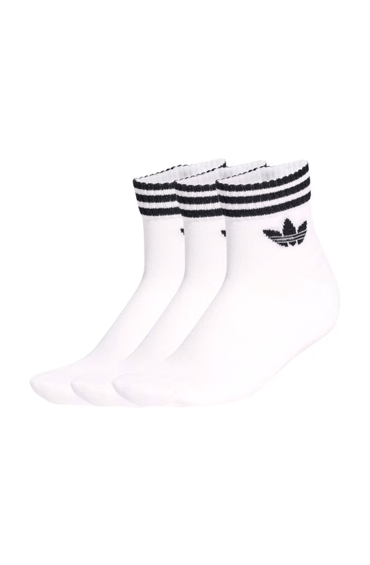 Meias Adidas 3 - stripes Ankle 3 Pares Branco/Preto - NewSkull
