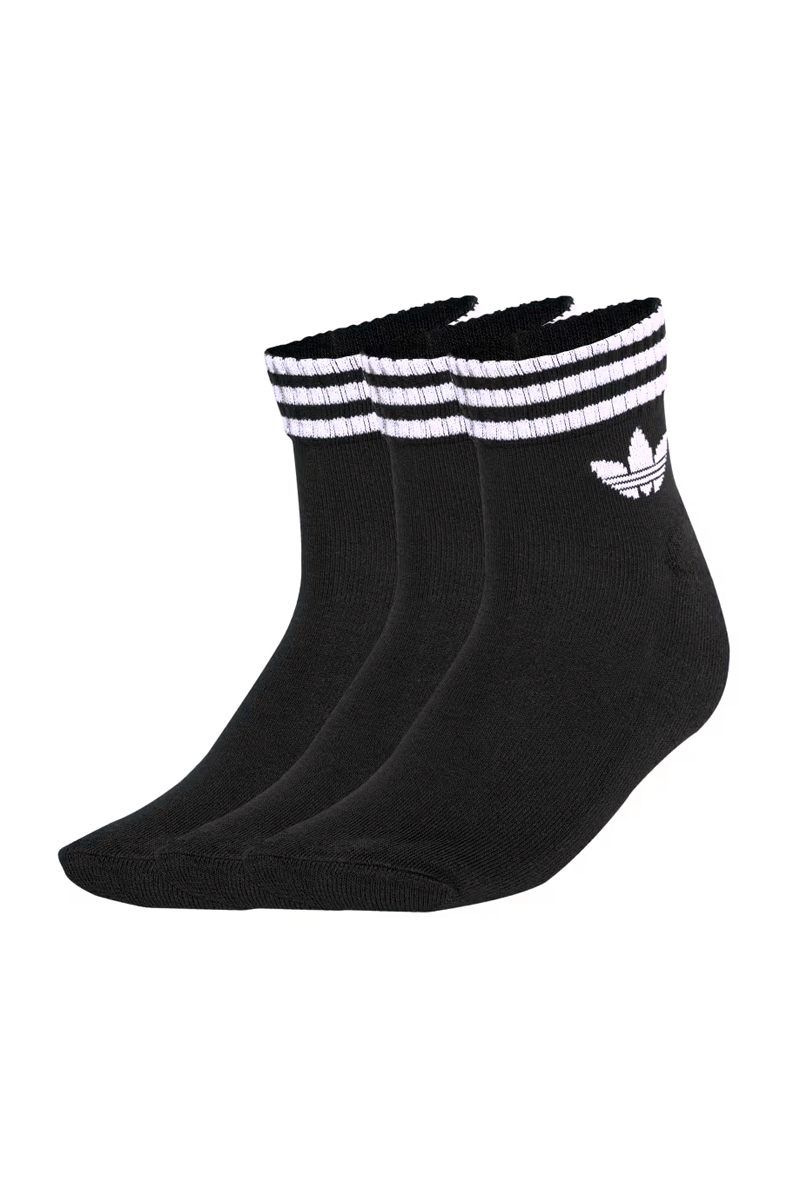 Meias Adidas 3 - stripes Ankle 3 Pares Preto/Branco - NewSkull