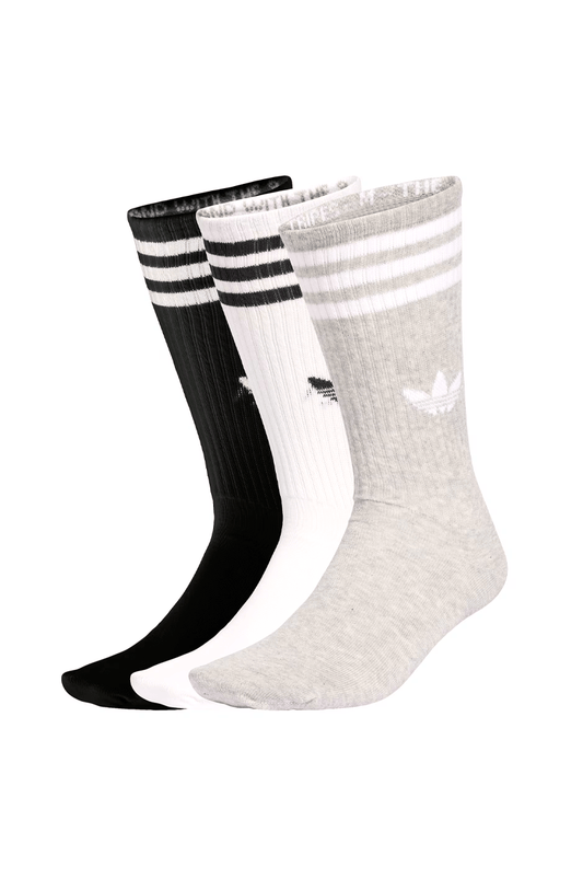 Meias Adidas 3 - stripes High Crew 3 Pares Branco/Preto/Cinza - NewSkull