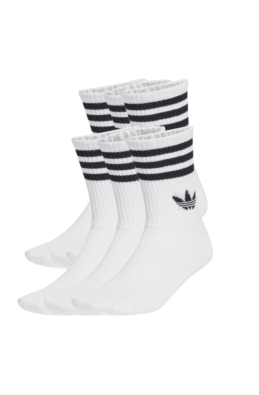 Meias Adidas 6 Pares 3 - stripes Crew Branco/Preto - NewSkull