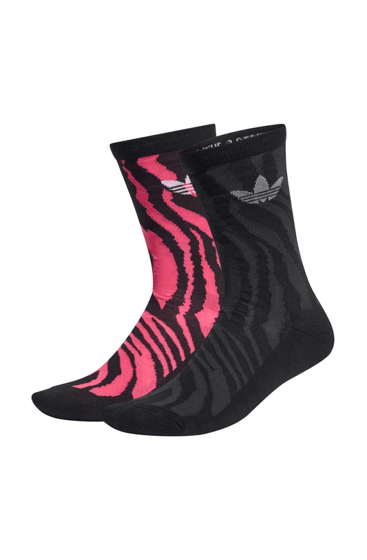 Meias Adidas Animal Print 2 Pares Preto/Rosa - NewSkull