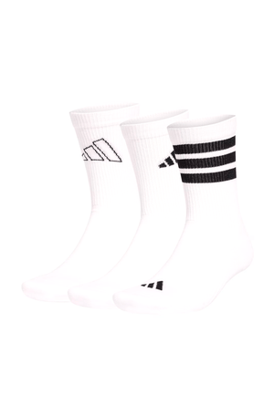 Meias Adidas Cano Alto Logotipo 3 Pares Branco - NewSkull