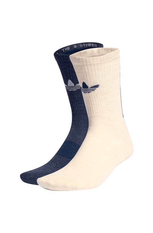 Meias Adidas Cano Alto Trefoil Premium 2 Pares Bege/Azul - NewSkull