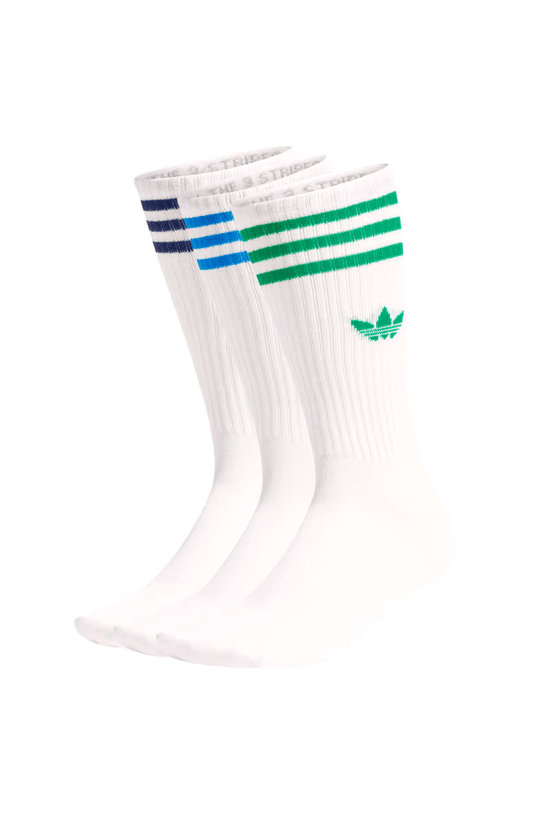 Meias Adidas Cano Médio 3 Pares Branco/Colorido - NewSkull
