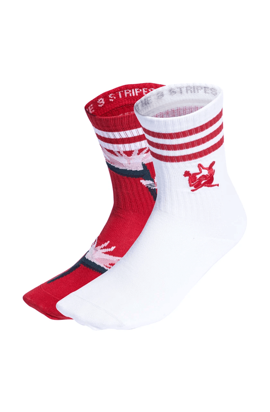 Meias Adidas Crew Magugu 2 Pares Vermelho/Branco - NewSkull