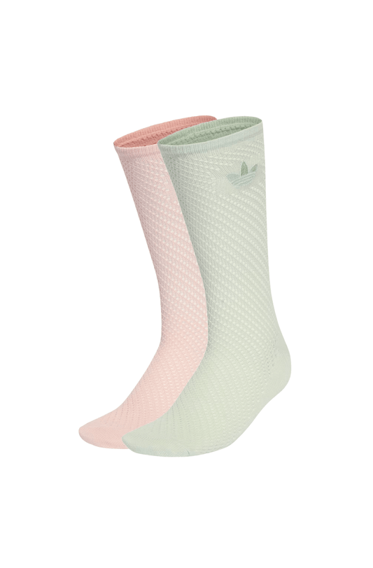 Meias Adidas Crochê Cano Médio 2 Pares Rosa/Verde - NewSkull