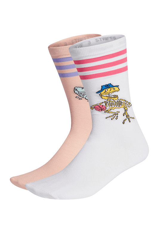 Meias Adidas Estampadas Fun 2 Pares Branca/Rosa - NewSkull