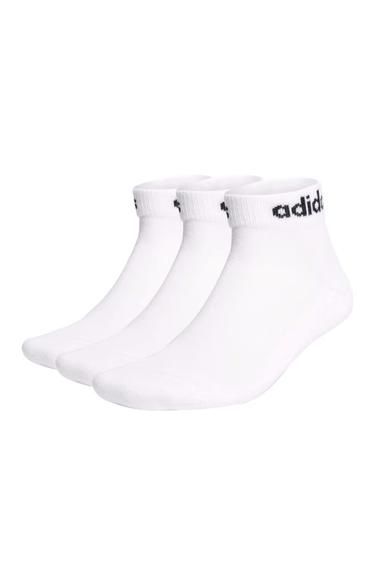 Meias Adidas Linear Ankle Cushioned 3 Pares Branco - NewSkull