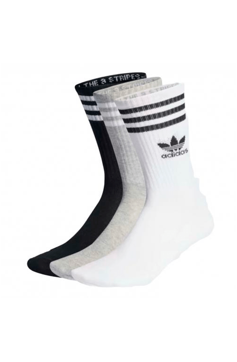 Meias Adidas Mid Crew 3 Pares Branco/Cinza/Preto - NewSkull