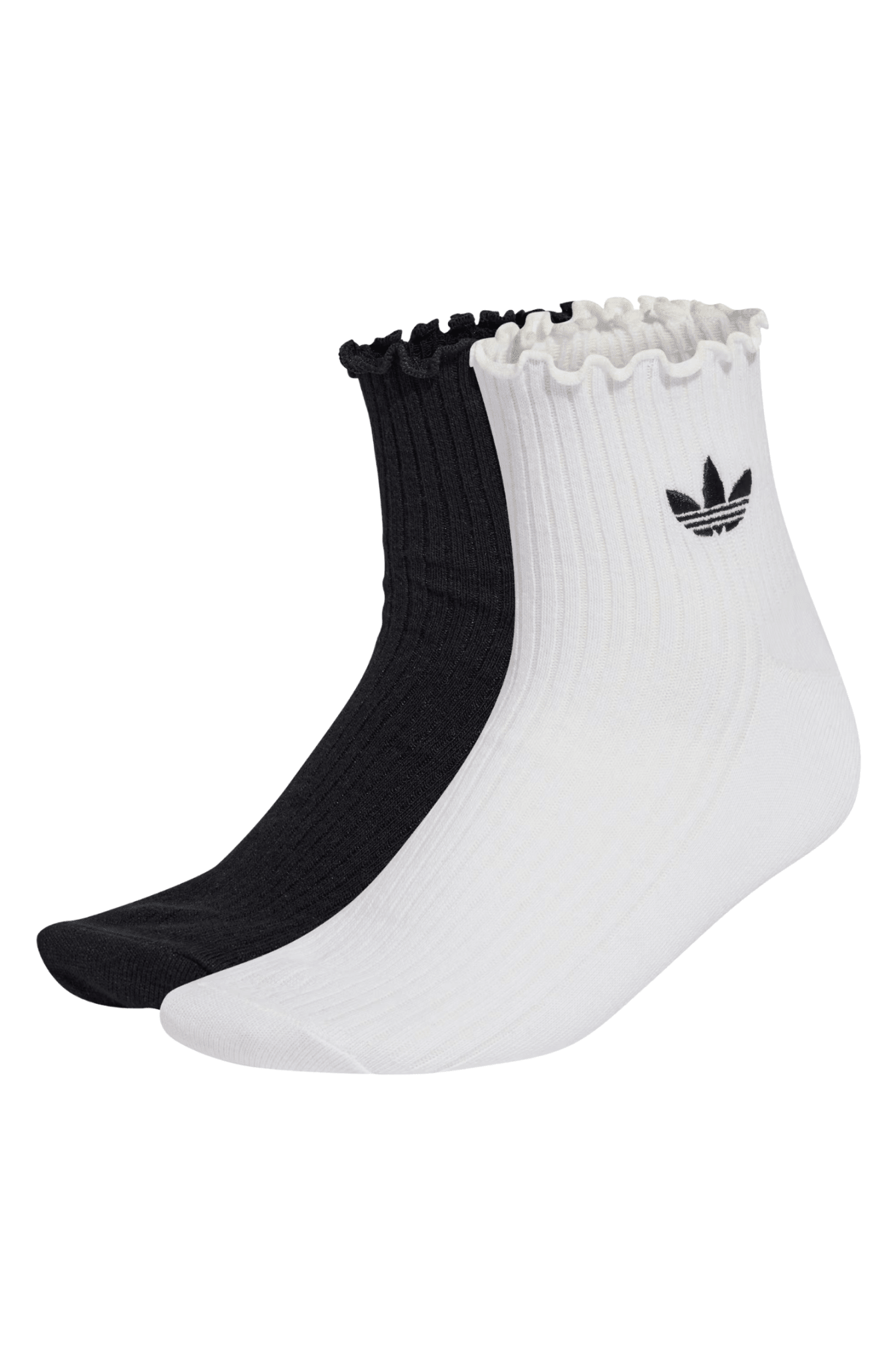 Meias Adidas Ruffle 1/4 2 Pares Branco/Preto - NewSkull