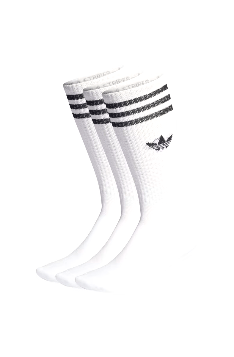 Meias Adidas Solid Crew 3 Pares Branco/Preto - NewSkull