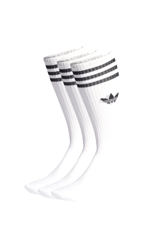 Meias Adidas Solid Crew 3 Pares Branco/Preto - NewSkull