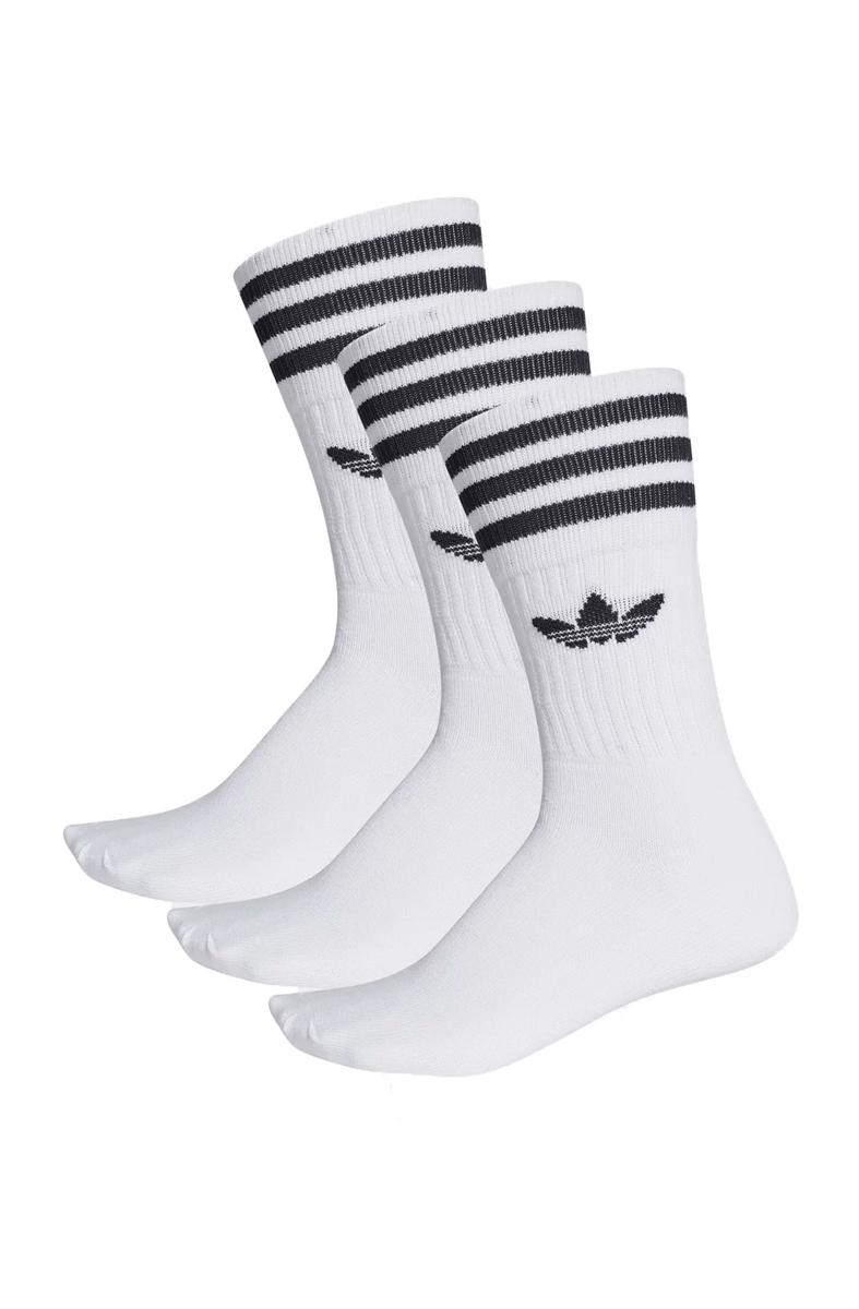 Meias Adidas Solid Crew Unissex 3 Pares Branca/Preta - NewSkull
