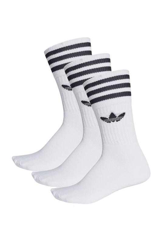 Meias Adidas Solid Crew Unissex 3 Pares Branca/Preta - NewSkull