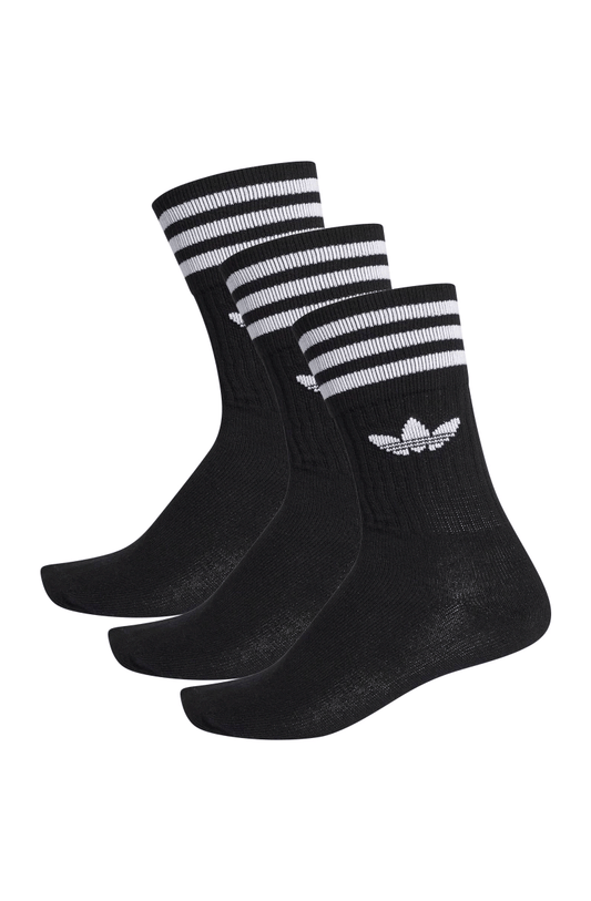 Meias Adidas Solid Crew Unissex 3 Pares Preta/Branca - NewSkull