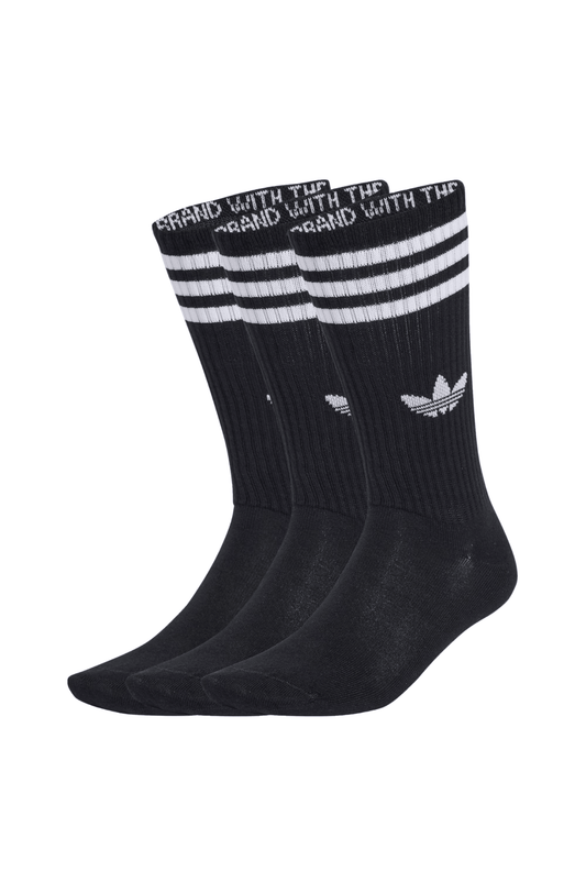 Meias Adidas Trefoil 3 Pares High Crew Preto - NewSkull