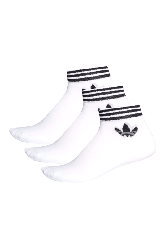Meias Adidas Trefoil Ankle 3 Pares Branco/Preto - NewSkull