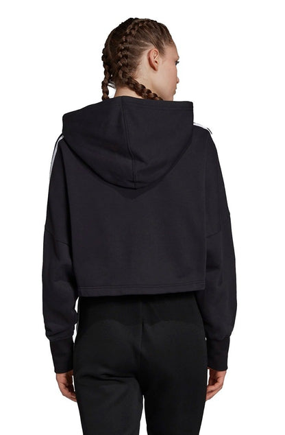 Moletom ADIDAS Capuz Cropped 3 Stripes Feminino Preto - NewSkull