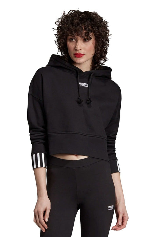 Moletom ADIDAS Capuz Cropped Feminino Preto - NewSkull
