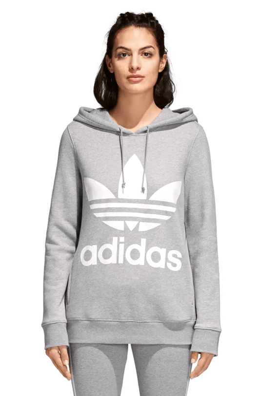 MOLETOM ADIDAS CAPUZ TREFOIL FEMININO CINZA - NewSkull