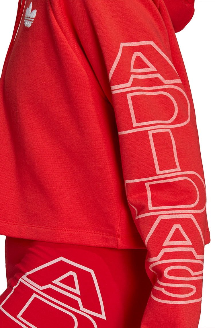 Moletom Adidas Cropped Hoodie Feminino Vermelho/Branco - NewSkull