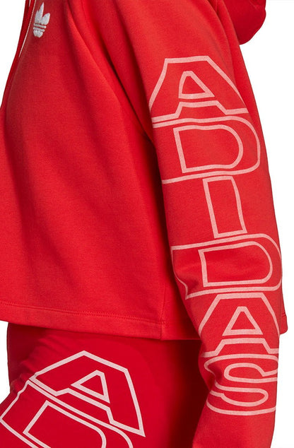 Moletom Adidas Cropped Hoodie Feminino Vermelho/Branco - NewSkull