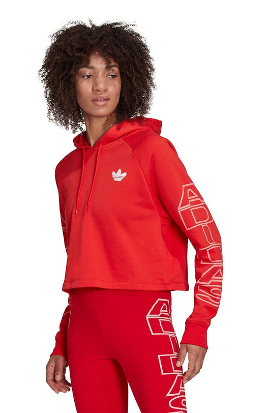 Moletom Adidas Cropped Hoodie Feminino Vermelho/Branco - NewSkull