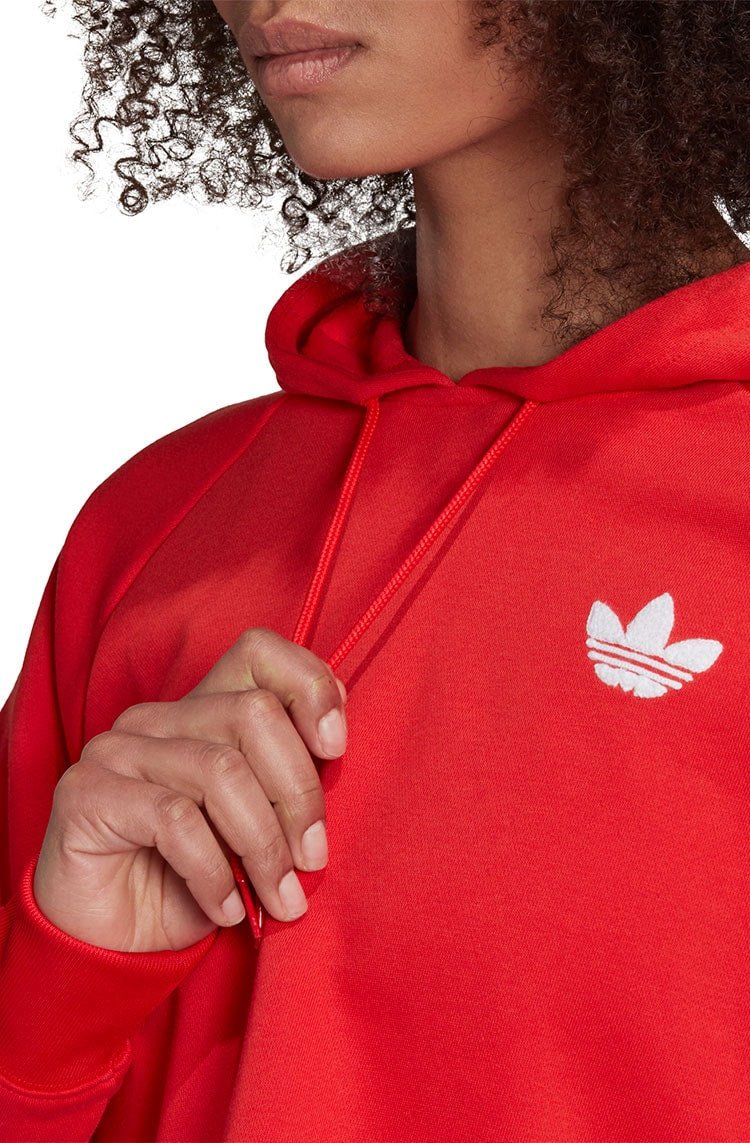 Moletom Adidas Cropped Hoodie Feminino Vermelho/Branco - NewSkull