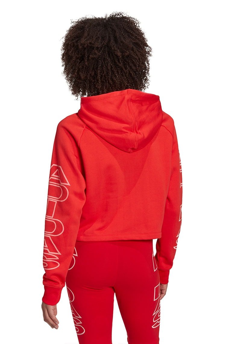 Moletom Adidas Cropped Hoodie Feminino Vermelho/Branco - NewSkull