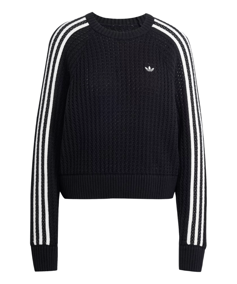 Moletom Adidas Knitted Adicolor Crew Preto/Branco - NewSkull