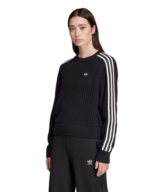 Moletom Adidas Knitted Adicolor Crew Preto/Branco - NewSkull