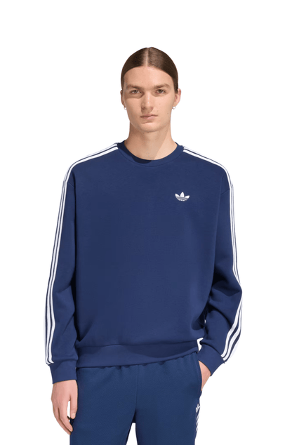Moletom Adidas Oversized Adicolor 3 - Stripes Azul Marinho/Branco - NewSkull