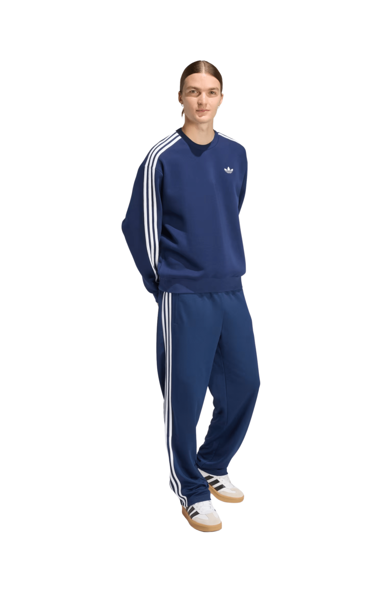 Moletom Adidas Oversized Adicolor 3 - Stripes Azul Marinho/Branco - NewSkull