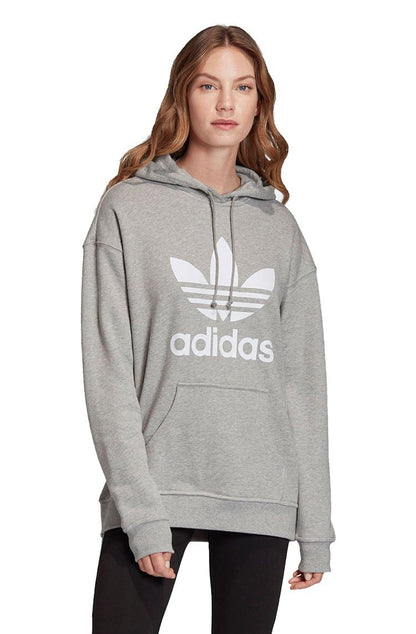 Moletom Adidas Trefol Capuz Feminino Cinza/Branco - NewSkull