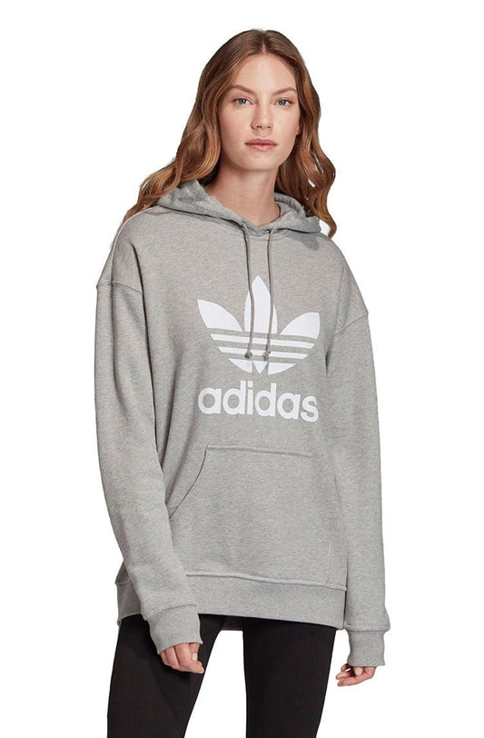 Moletom Adidas Trefol Capuz Feminino Cinza/Branco - NewSkull