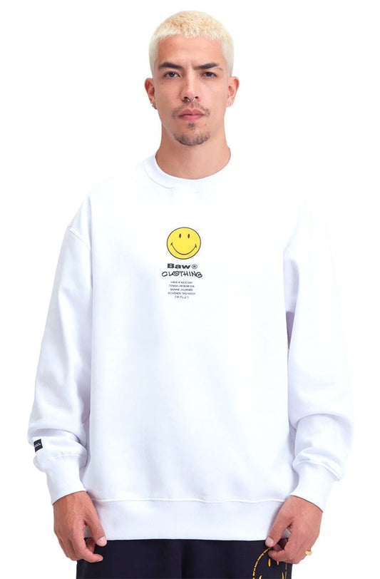 Moletom Baw x Smiley Nice Day Branco - NewSkull