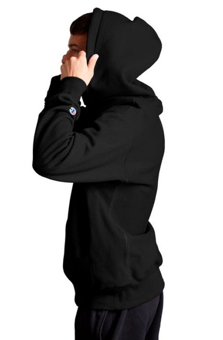 Moletom Champion Canguru Life T Reverse Weave Script Logo Preto/Branco - NewSkull