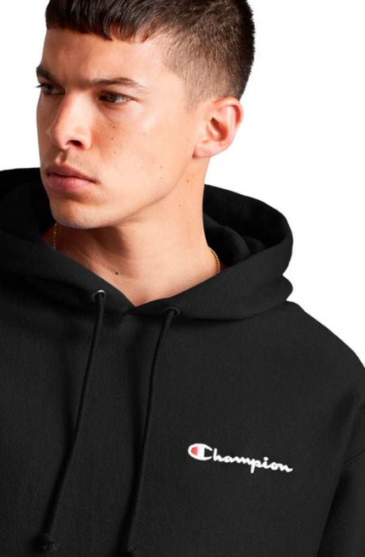 Moletom Champion Canguru Life T Reverse Weave Script Logo Preto/Branco - NewSkull